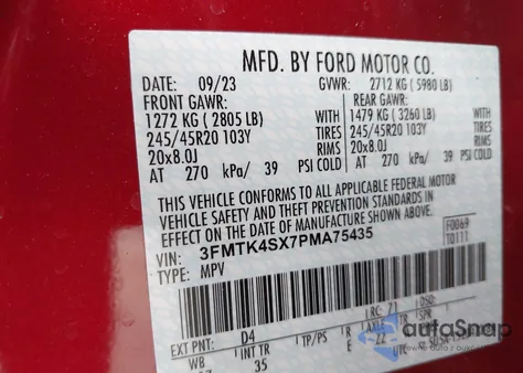 2023 Ford Mustang Mach-E Gt from USA, damaged, VIN 3FMTK4SX7PMA75435